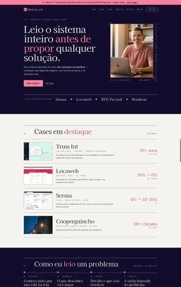 Homepage atual — linha Editorial